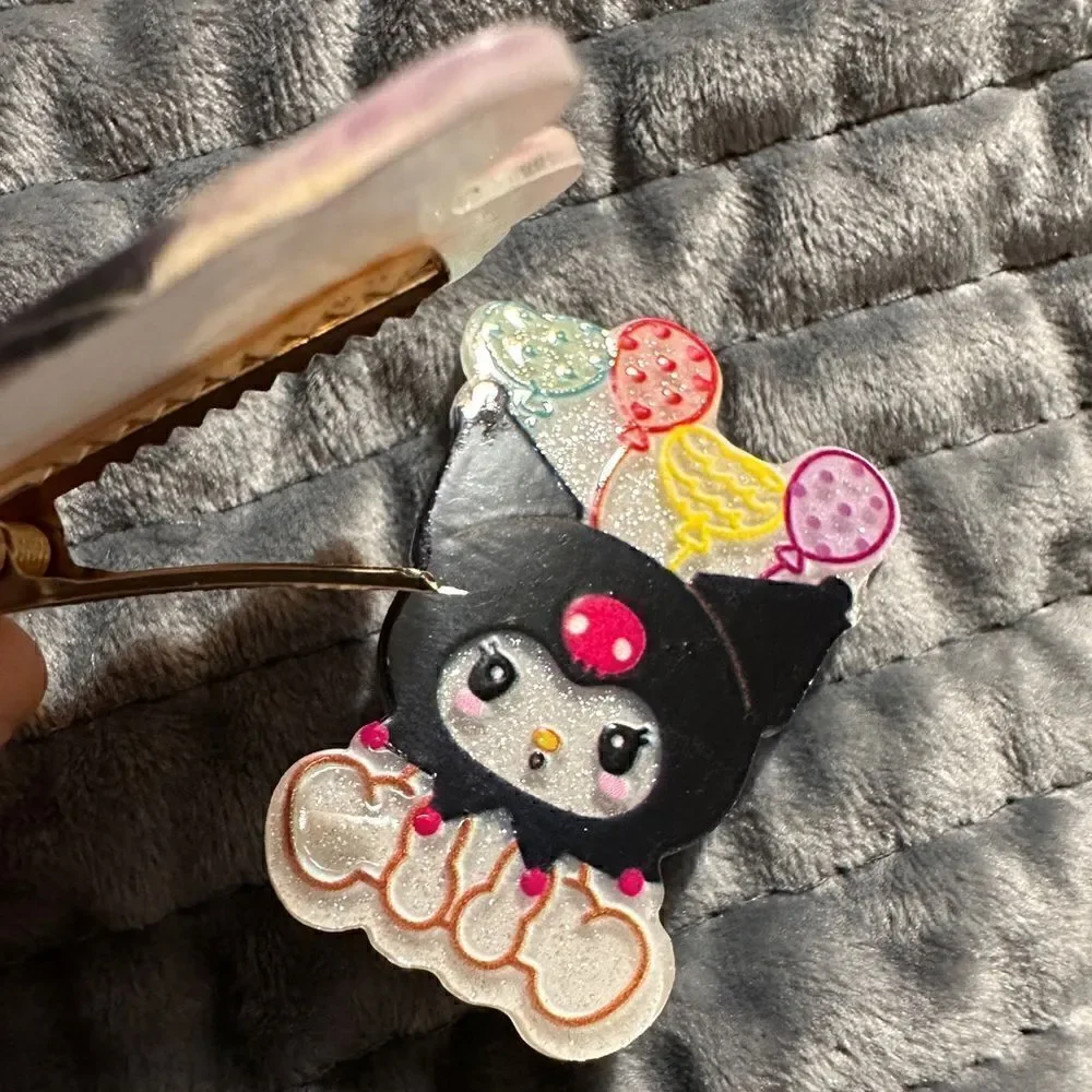 Gothic Sanrio Kuromi 2pcs Hair Accessories Hair Clip's adorable & sp… New